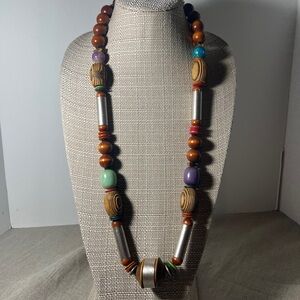 Artisan Vintage Cadoro Wooden and Beaded Necklace. WA497